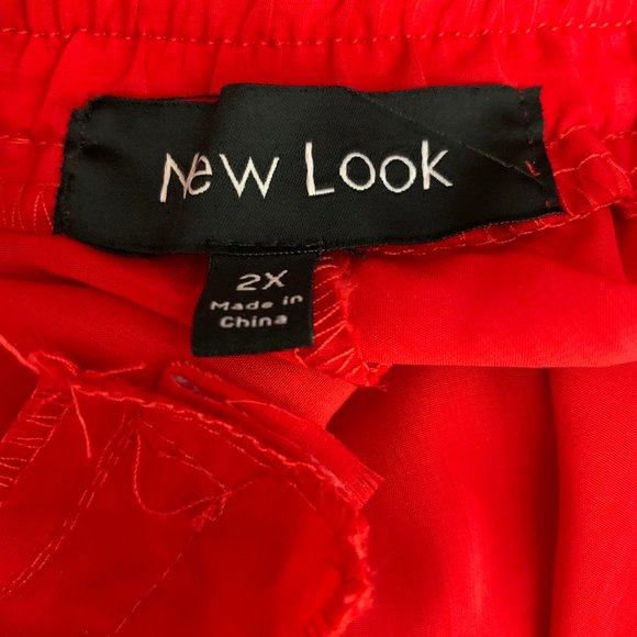New Look 2X Red Pants Elastic Band Athletic Zipper - Picture 7 of 8